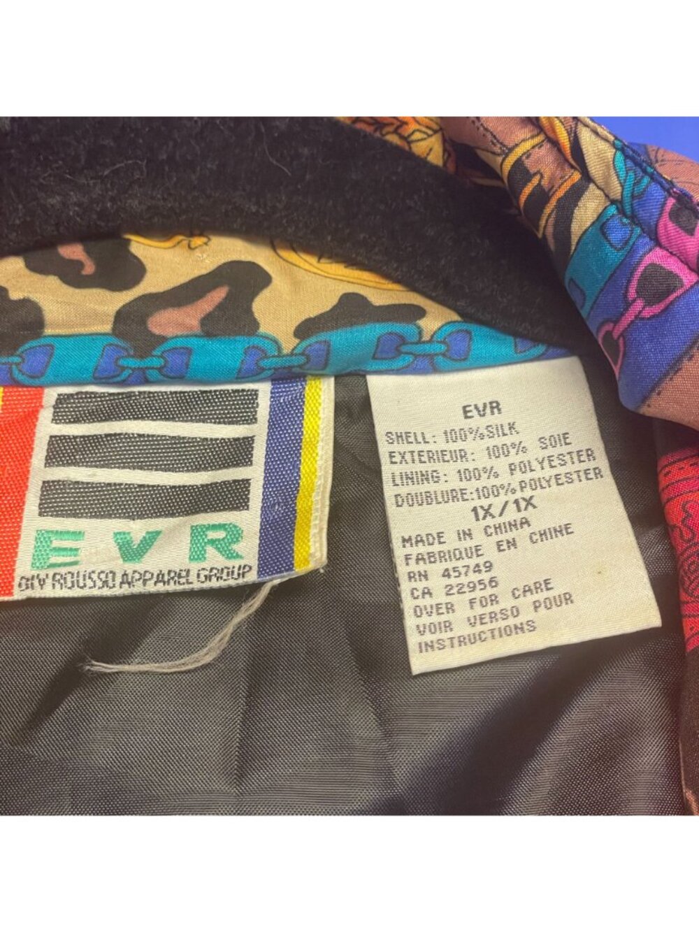 Vintage Bomber Jacket 1X Retro Silk 80s 90s Fresh Prince Baggy Urban Chain Print - Picture 11 of 16